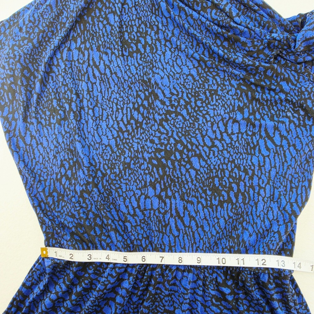 Tart Collections NWT Blue Black Animal Print Cowl Neck Blouson Sheath Dress L - Picture 10 of 11
